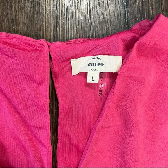 ENTRO Royalty's V-neck Tiered Dress Pink SZ LG - Picture 5 of 6